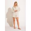Vitamin A Women’s Swimwear Swimwear Playa Linen Boyfriend Shirt Swimsuit Cover Up(Oat Ecolinen)