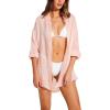 Vitamin A Women’s Swimwear Swimwear Playa Linen Boyfriend Shirt Swimsuit Cover Up(Sunkissed)