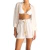 Vitamin A Women’s Swimwear Swimwear Playa Linen Boyfriend Shirt Swimsuit Cover Up(Tan)
