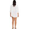 Vitamin A Women’s Swimwear Swimwear Playa Linen Boyfriend Shirt Swimsuit Cover Up(White)