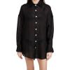 Vitamin A Women’s Swimwear Swimwear Playa Linen Boyfriend Shirt Swimsuit Cover Up(Black)