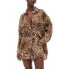 Vitamin A Women’s Swimwear Swimwear Playa Linen Boyfriend Shirt Swimsuit Cover Up(Luxe Leopard)
