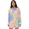 Vitamin A Women’s Swimwear Swimwear Playa Linen Boyfriend Shirt Swimsuit Cover Up(Retro Jungle)