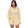 Vitamin A Women’s Swimwear Swimwear Playa Linen Boyfriend Shirt Swimsuit Cover Up(Sunny Skies)