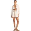 Vitamin A Women’s Swimwear Swimwear Playa Linen Boyfriend Shirt Swimsuit Cover Up(Tan)