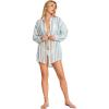 Vitamin A Women’s Swimwear Swimwear Playa Linen Boyfriend Shirt Swimsuit Cover Up(Tidal Stripe Ecolinen)
