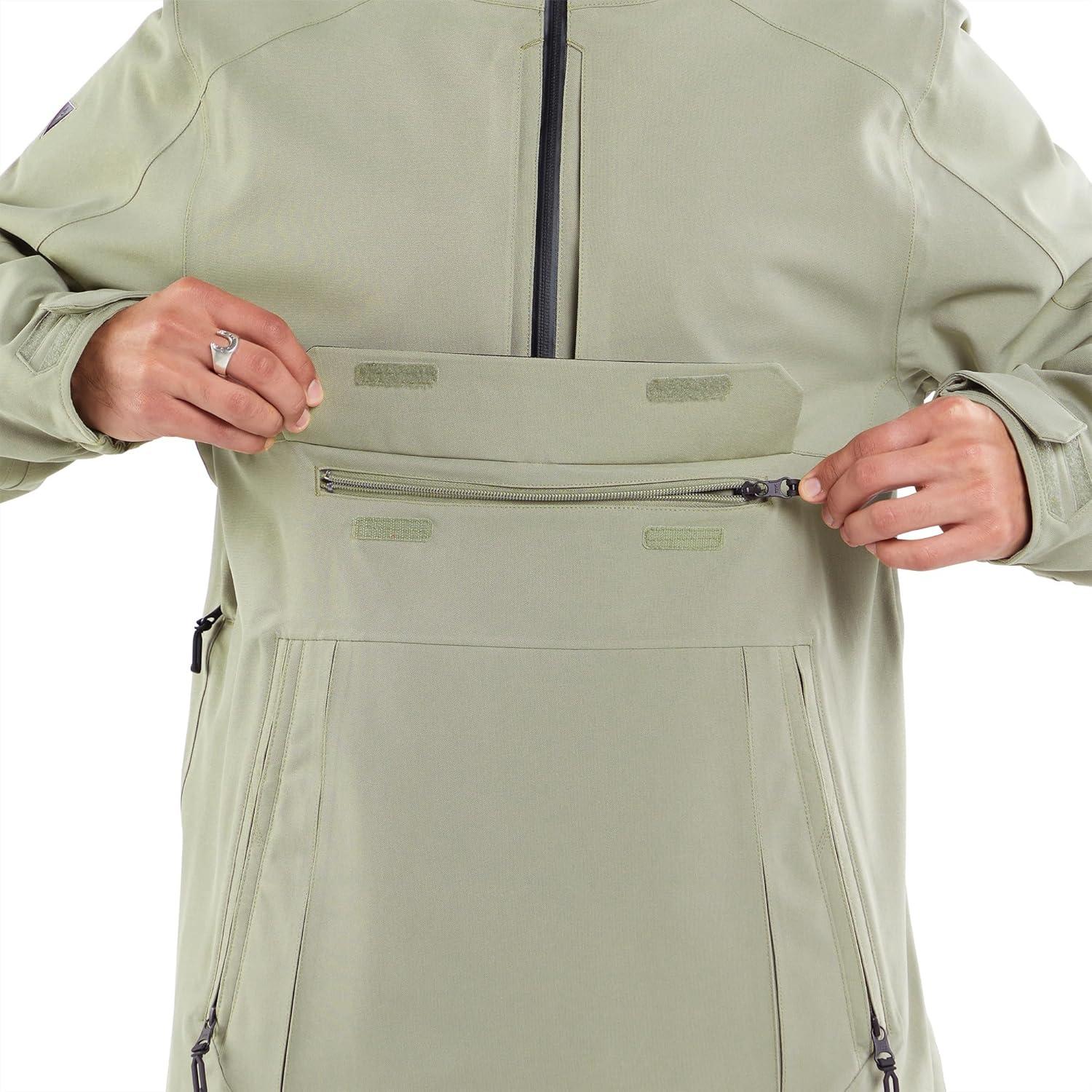 imageVolcom Mens Brighton Pullover Anarok Hooded Snowboard JacketLight Military S4