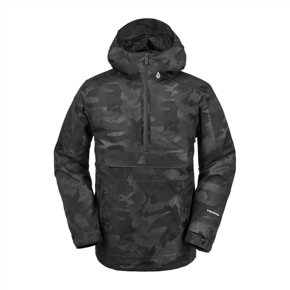 imageVolcom Mens Brighton Pullover Anarok Hooded Snowboard JacketBlack Camo S4
