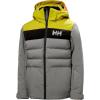 Helly-Hansen Cyclone Jacket for Juniors – Waterproof, Breathable, Insulated Skiing Jacket with Adjustable Hood(876 Concrete)