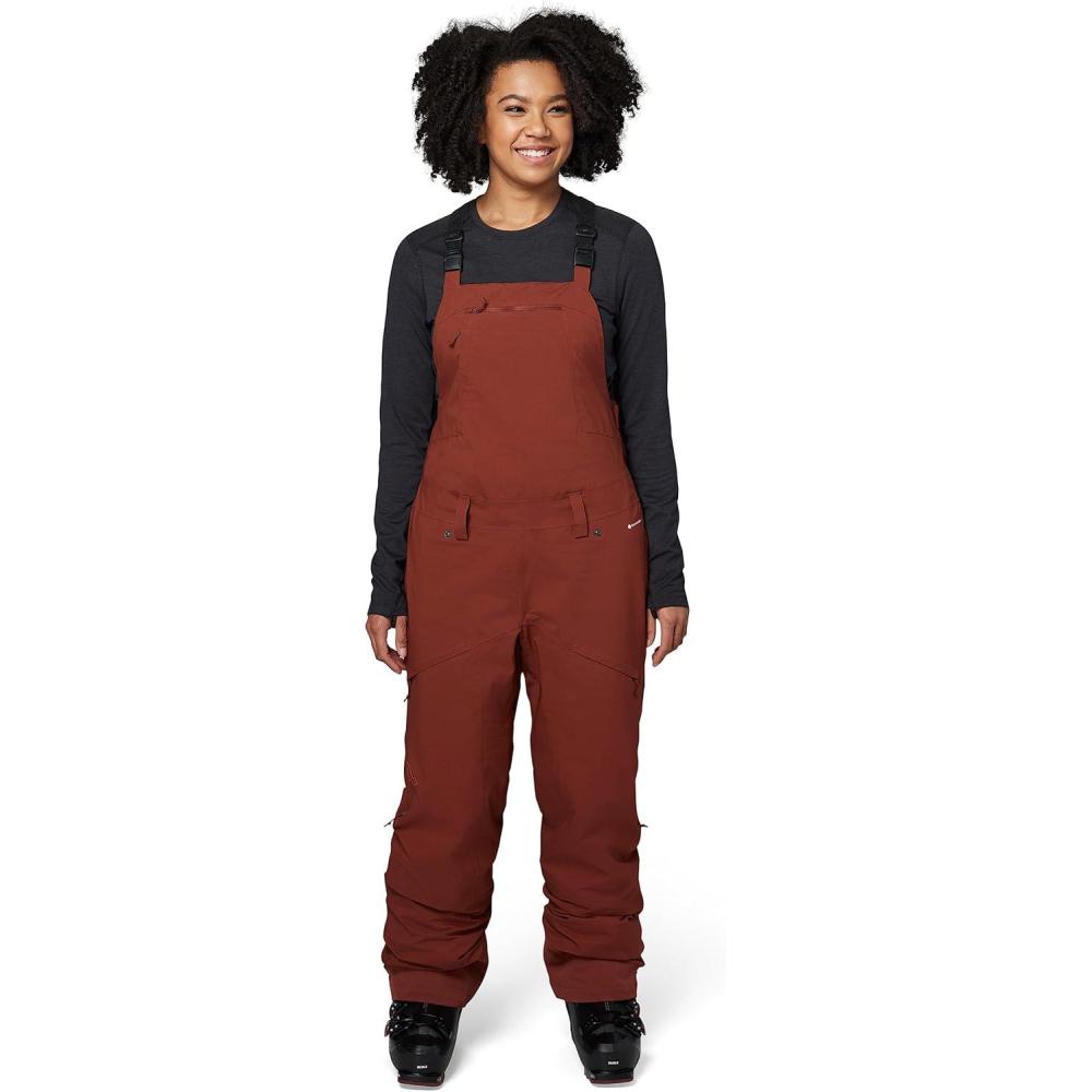 imageFlylow Womens Foxy Insulated Bib Waterproof Breathable Softshell Ski ampamp Snowboard PantsRedwood