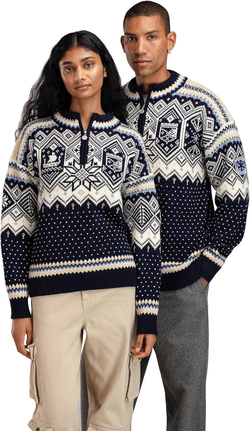 imageDale of Norway VM Trondheim Ladies Sweater Pure Wool Knit Sweater for WomenNavy Off White Sand