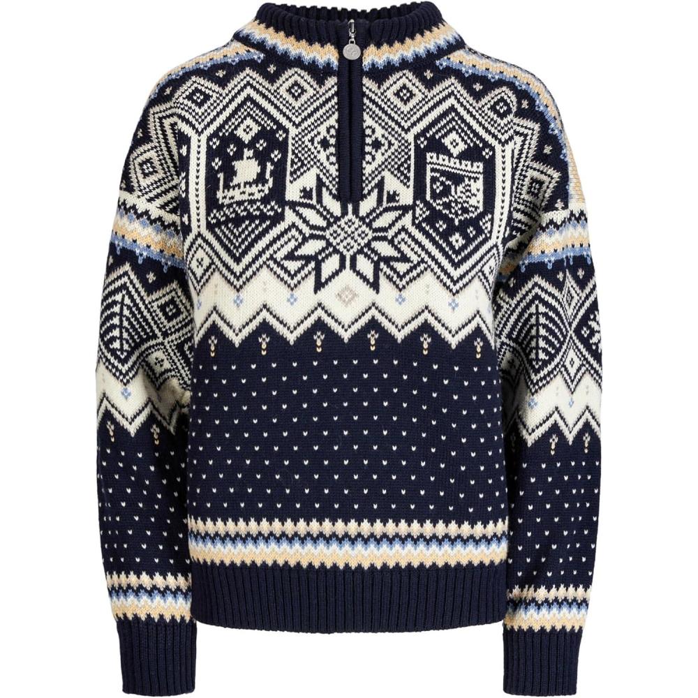 imageDale of Norway VM Trondheim Ladies Sweater Pure Wool Knit Sweater for WomenNavy Off White Sand