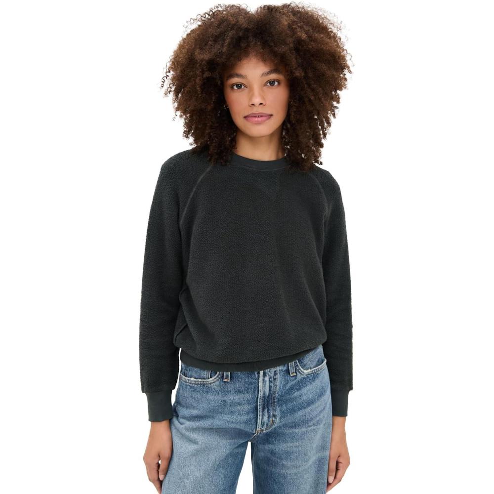 imageperfectwhitetee Womens The Ziggy Inside Out Fleece CrewVintage Black