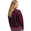 Dale of Norway Leknes Ladies Sweater – Wool Knit Sweater for Women – Relaxed Fit(Marine Redrose Lightpurple)