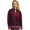 Dale of Norway Leknes Ladies Sweater – Wool Knit Sweater for Women – Relaxed Fit(Marine Redrose Lightpurple)