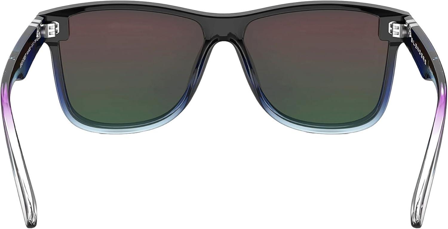 imageBlenders Eyewear Millenia X2 Polarized Sunglasses Flat Mirrored Lens 100 UV Protection For Men ampamp WomenBlack Forest