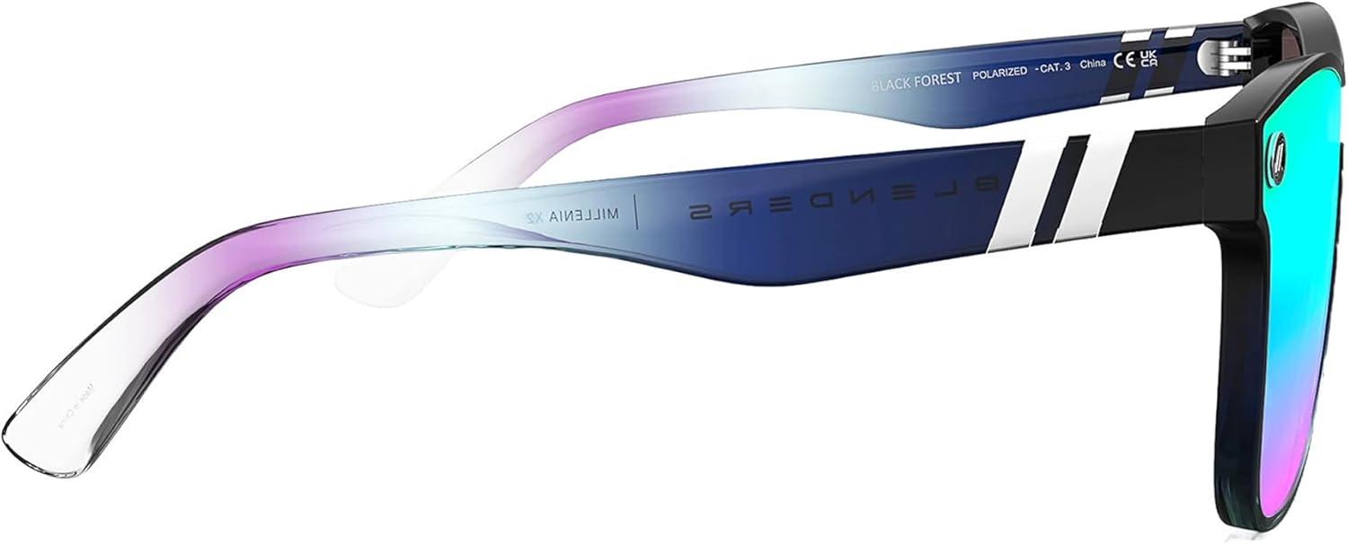 imageBlenders Eyewear Millenia X2 Polarized Sunglasses Flat Mirrored Lens 100 UV Protection For Men ampamp WomenBlack Forest