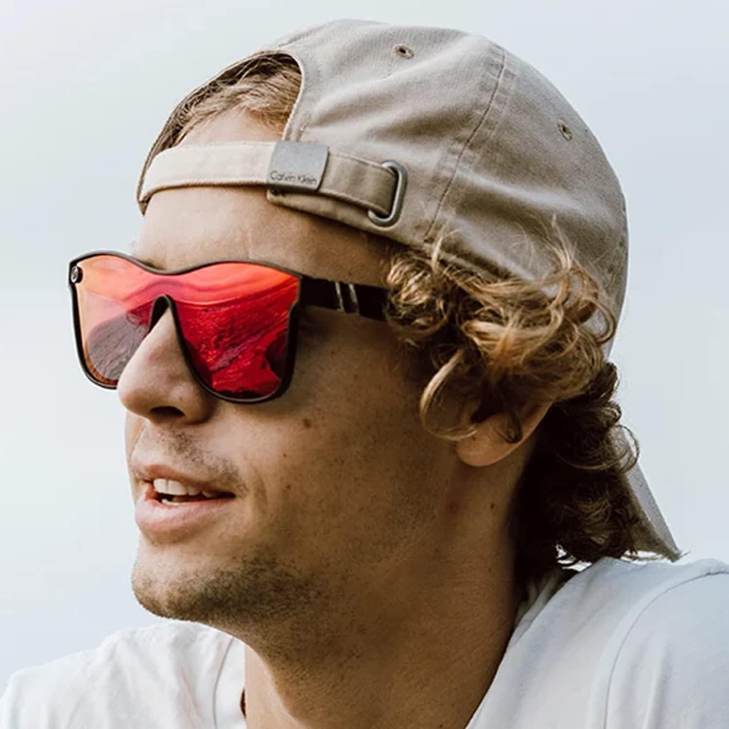 imageBlenders Eyewear Millenia X2 Polarized Sunglasses Flat Mirrored Lens 100 UV Protection For Men ampamp WomenCrimson Night