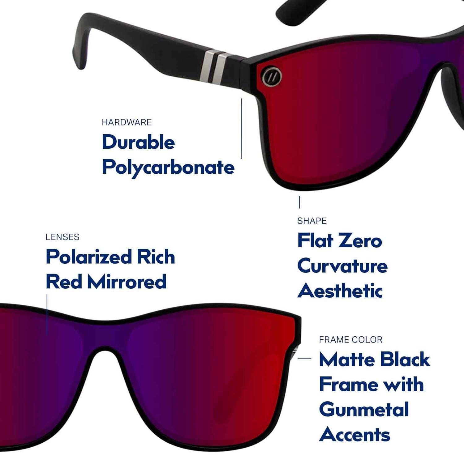 imageBlenders Eyewear Millenia X2 Polarized Sunglasses Flat Mirrored Lens 100 UV Protection For Men ampamp WomenCrimson Night