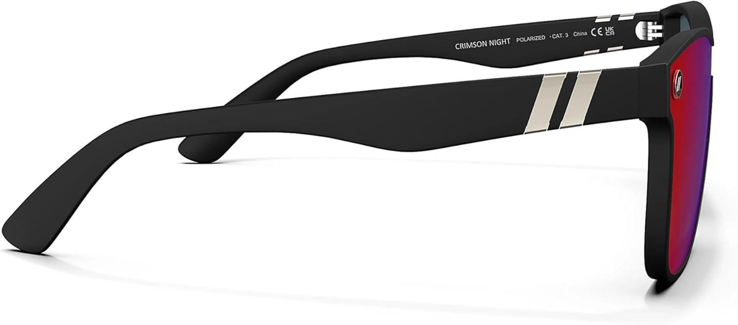 imageBlenders Eyewear Millenia X2 Polarized Sunglasses Flat Mirrored Lens 100 UV Protection For Men ampamp WomenCrimson Night