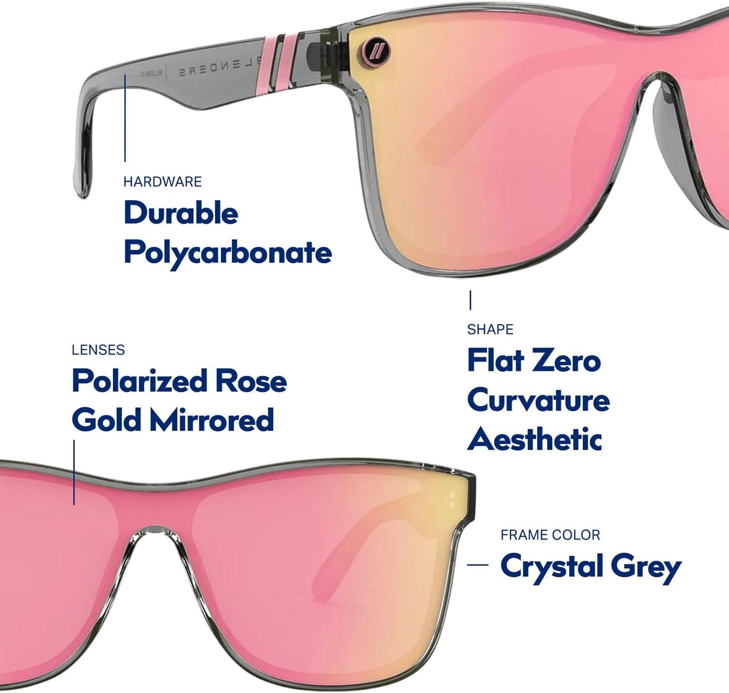 imageBlenders Eyewear Millenia X2 Polarized Sunglasses Flat Mirrored Lens 100 UV Protection For Men ampamp WomenDakota Mist