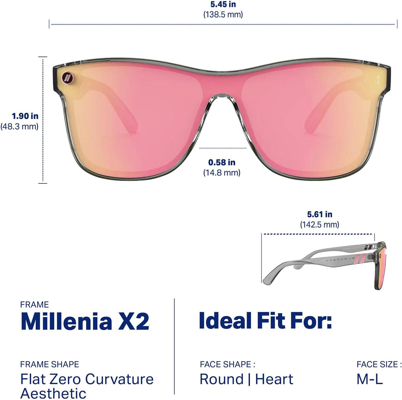 imageBlenders Eyewear Millenia X2 Polarized Sunglasses Flat Mirrored Lens 100 UV Protection For Men ampamp WomenDakota Mist