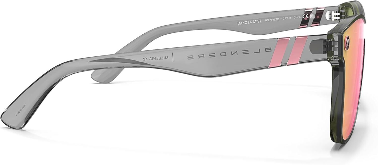 imageBlenders Eyewear Millenia X2 Polarized Sunglasses Flat Mirrored Lens 100 UV Protection For Men ampamp WomenDakota Mist