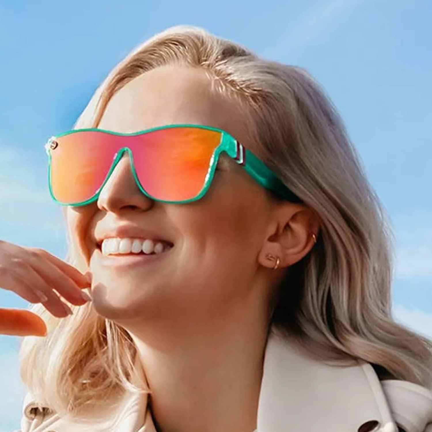 imageBlenders Eyewear Millenia X2 Polarized Sunglasses Flat Mirrored Lens 100 UV Protection For Men ampamp WomenDance Electric