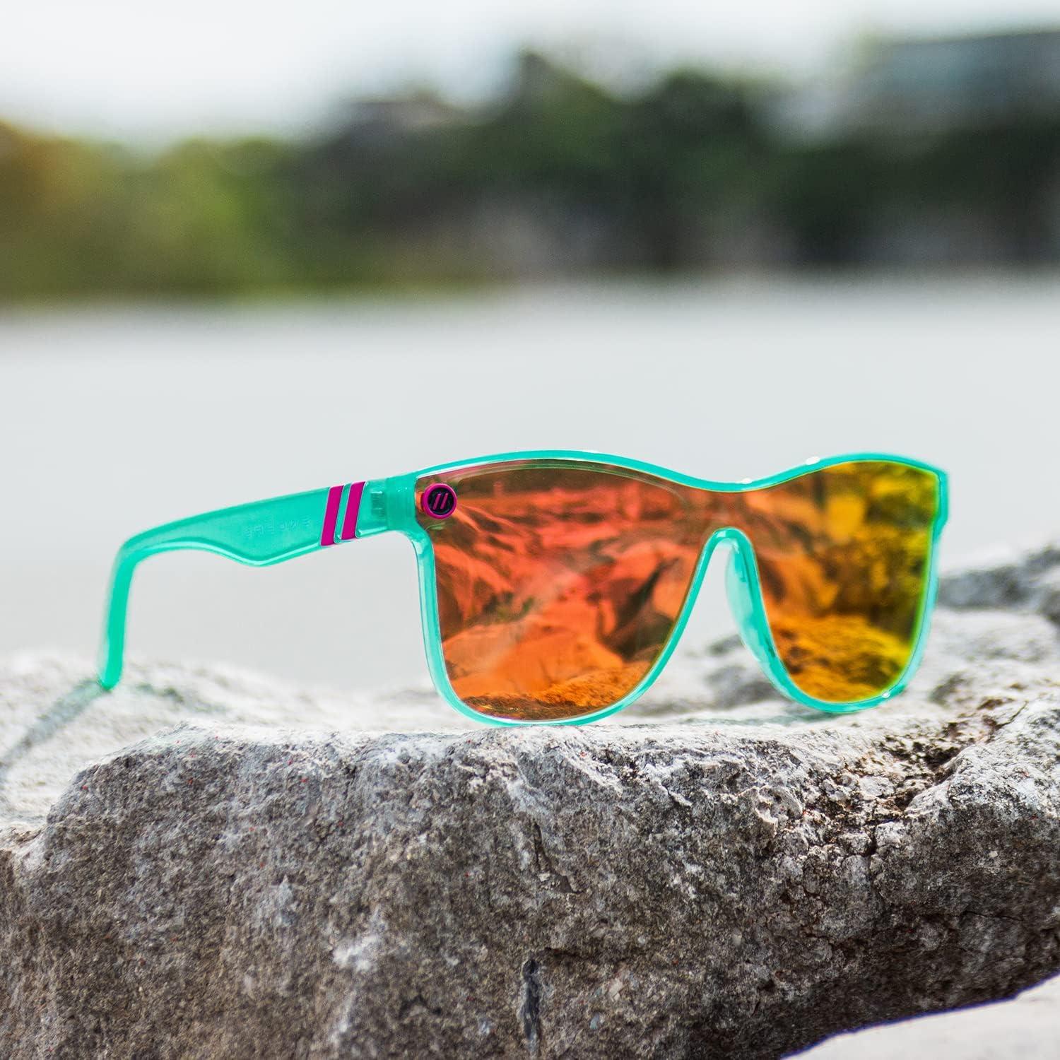 imageBlenders Eyewear Millenia X2 Polarized Sunglasses Flat Mirrored Lens 100 UV Protection For Men ampamp WomenDance Electric