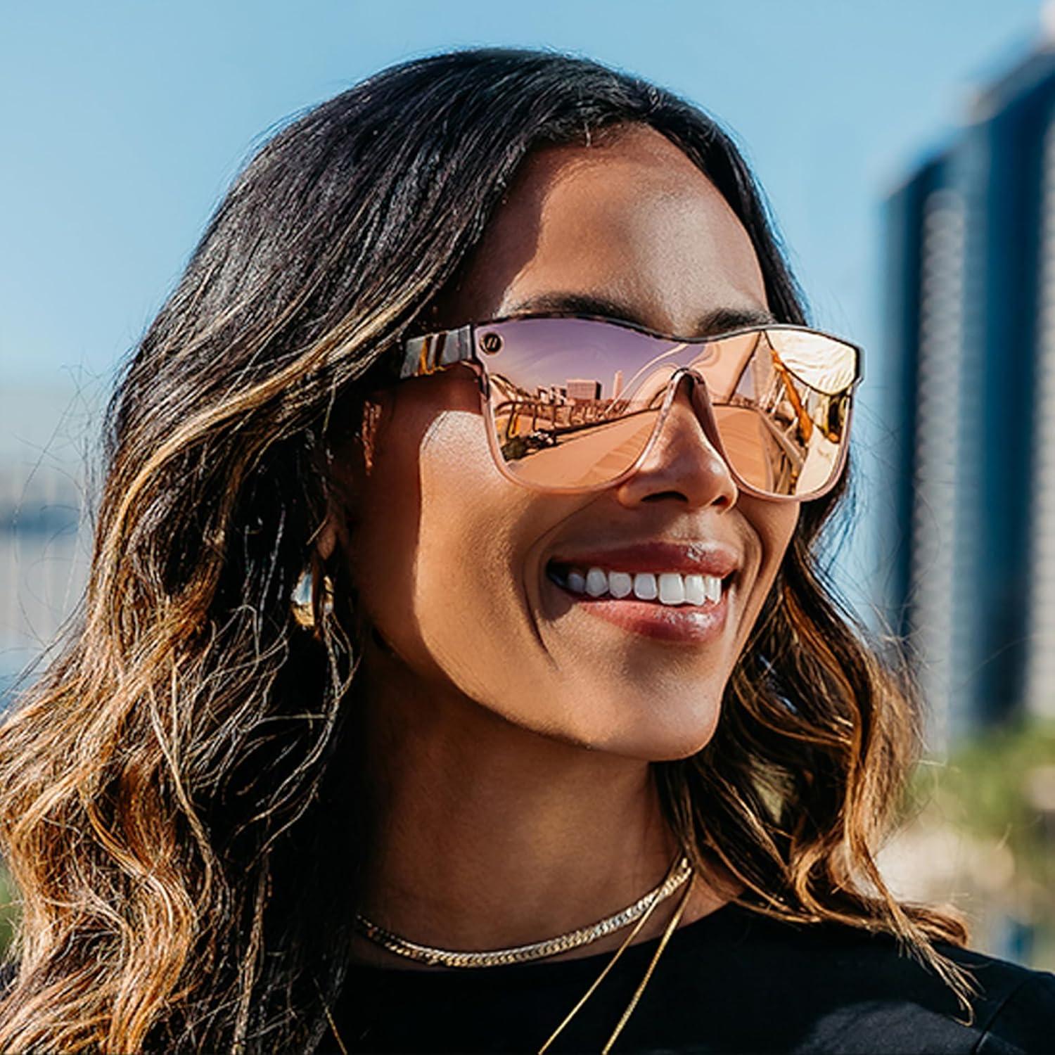 imageBlenders Eyewear Millenia X2 Polarized Sunglasses Flat Mirrored Lens 100 UV Protection For Men ampamp WomenLion Heart