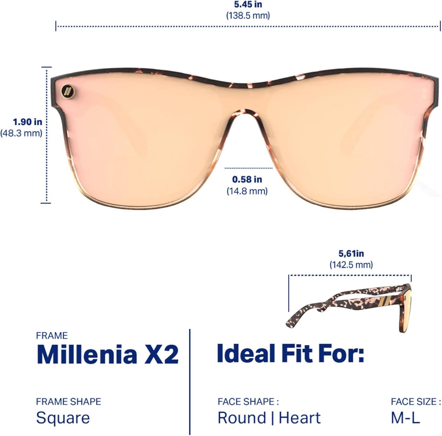 imageBlenders Eyewear Millenia X2 Polarized Sunglasses Flat Mirrored Lens 100 UV Protection For Men ampamp WomenLion Heart