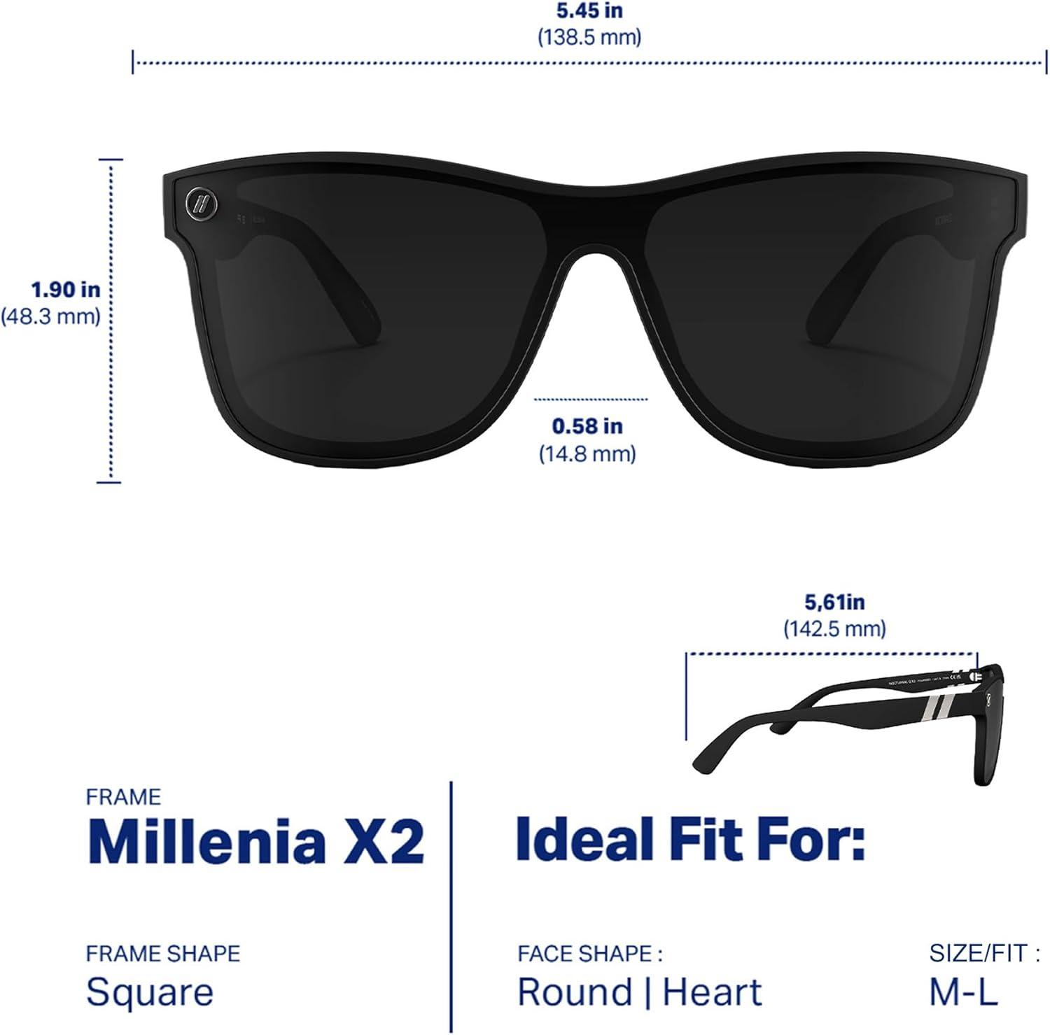 imageBlenders Eyewear Millenia X2 Polarized Sunglasses Flat Mirrored Lens 100 UV Protection For Men ampamp WomenNocturnal Q