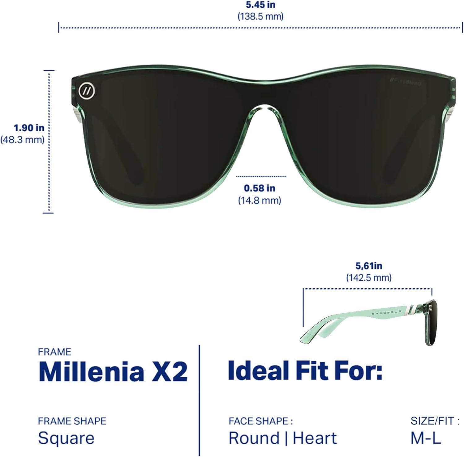 imageBlenders Eyewear Millenia X2 Polarized Sunglasses Flat Mirrored Lens 100 UV Protection For Men ampamp WomenSage Cage