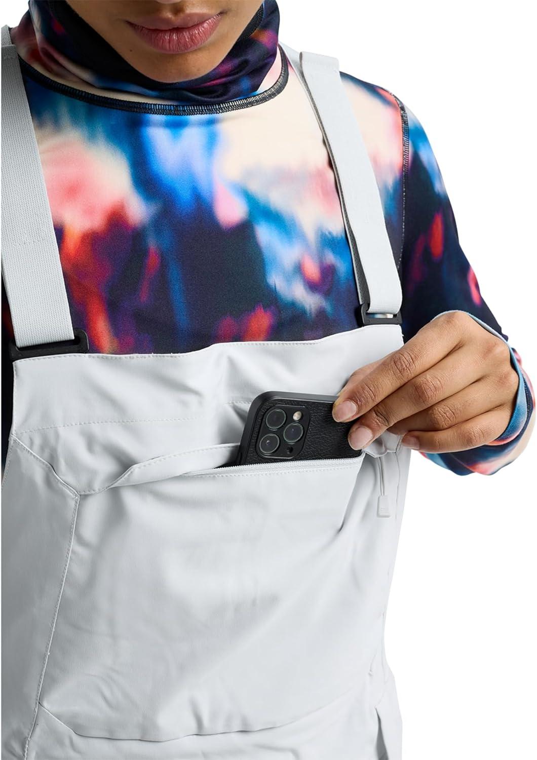 imageBurton Womens Reserve 2Layer Stretch Bib Pants Waterproof Winter Snowboard Bib Pants with Stretch FitGray Cloud