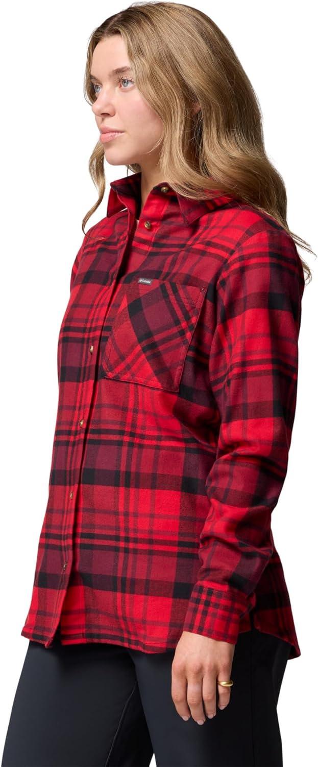 imageColumbia Womens Calico Basin Flannel Long Sleeve ShirtMountain Red Multiplaid