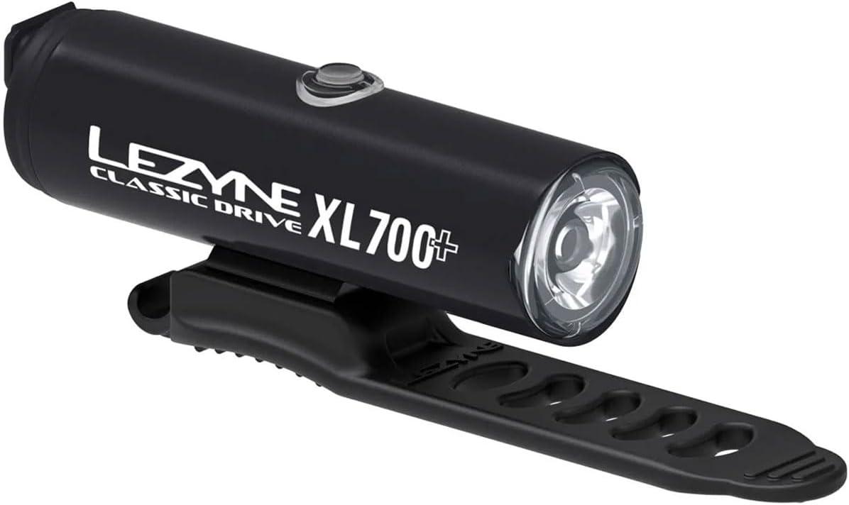imageLEZYNE Classic Drive 700XL Bicycle USB Rechargeable IPX7 White LED Front Light wMultiple Solid ampamp Flash Modes Integrated Versatile Strap Mount Compatible with Handlebars 700 LumensSatin Black