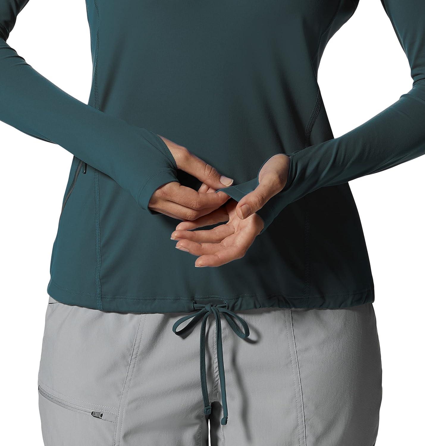 imageMountain Hardwear Womens Crater Lake Long Sleeve Hoody for Hiking Camping Backpacking and Casual WearDark Marsh