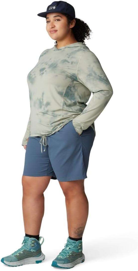 imageMountain Hardwear Womens Crater Lake Long Sleeve Hoody for Hiking Camping Backpacking and Casual WearWhite Sage Clouds Print