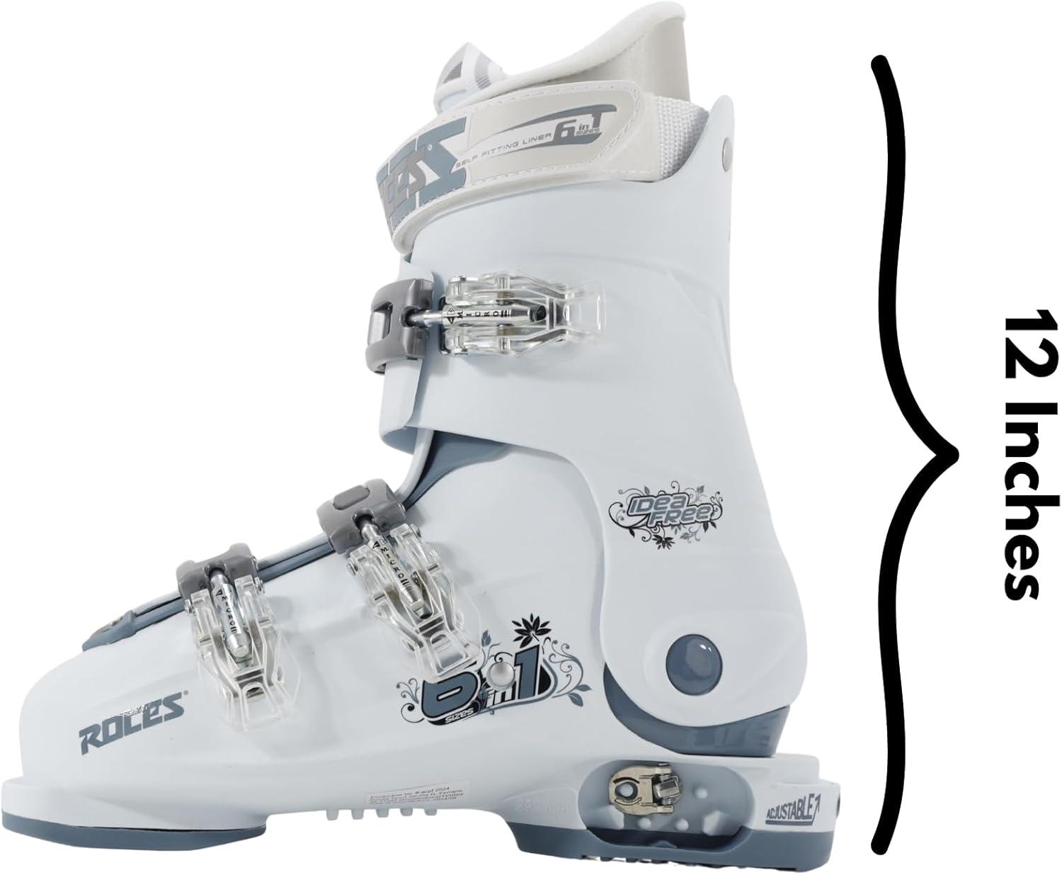 imageRoces IDEA UP Adjustable Ski Boots for Kids Youth ampamp Toddler Ski Boots with Single Buckle Expandable Downhill Ski Boots for Growing Feet Girls ampamp Boys SizesWhiteTeal