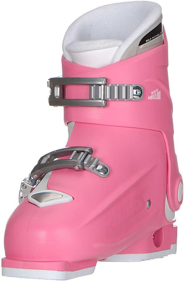imageRoces IDEA UP Adjustable Ski Boots for Kids Youth ampamp Toddler Ski Boots with Single Buckle Expandable Downhill Ski Boots for Growing Feet Girls ampamp Boys SizesDeep PinkWhite