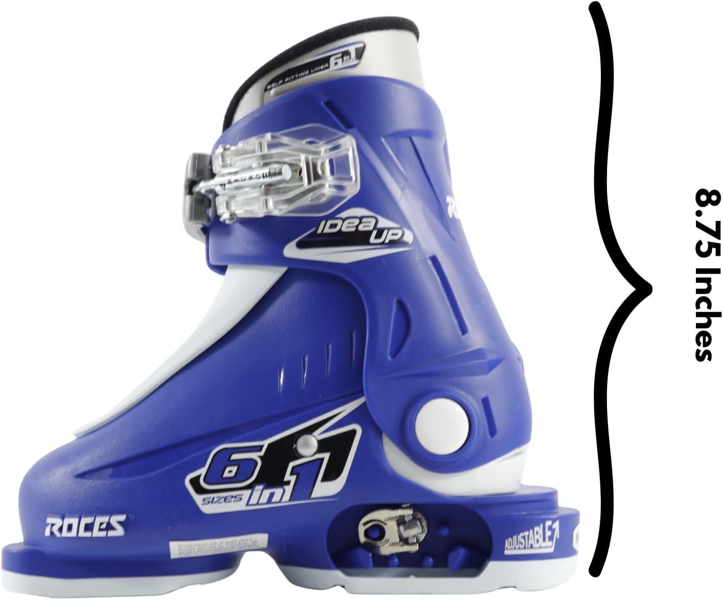 imageRoces IDEA UP Adjustable Ski Boots for Kids Youth ampamp Toddler Ski Boots with Single Buckle Expandable Downhill Ski Boots for Growing Feet Girls ampamp Boys SizesBlueWhite