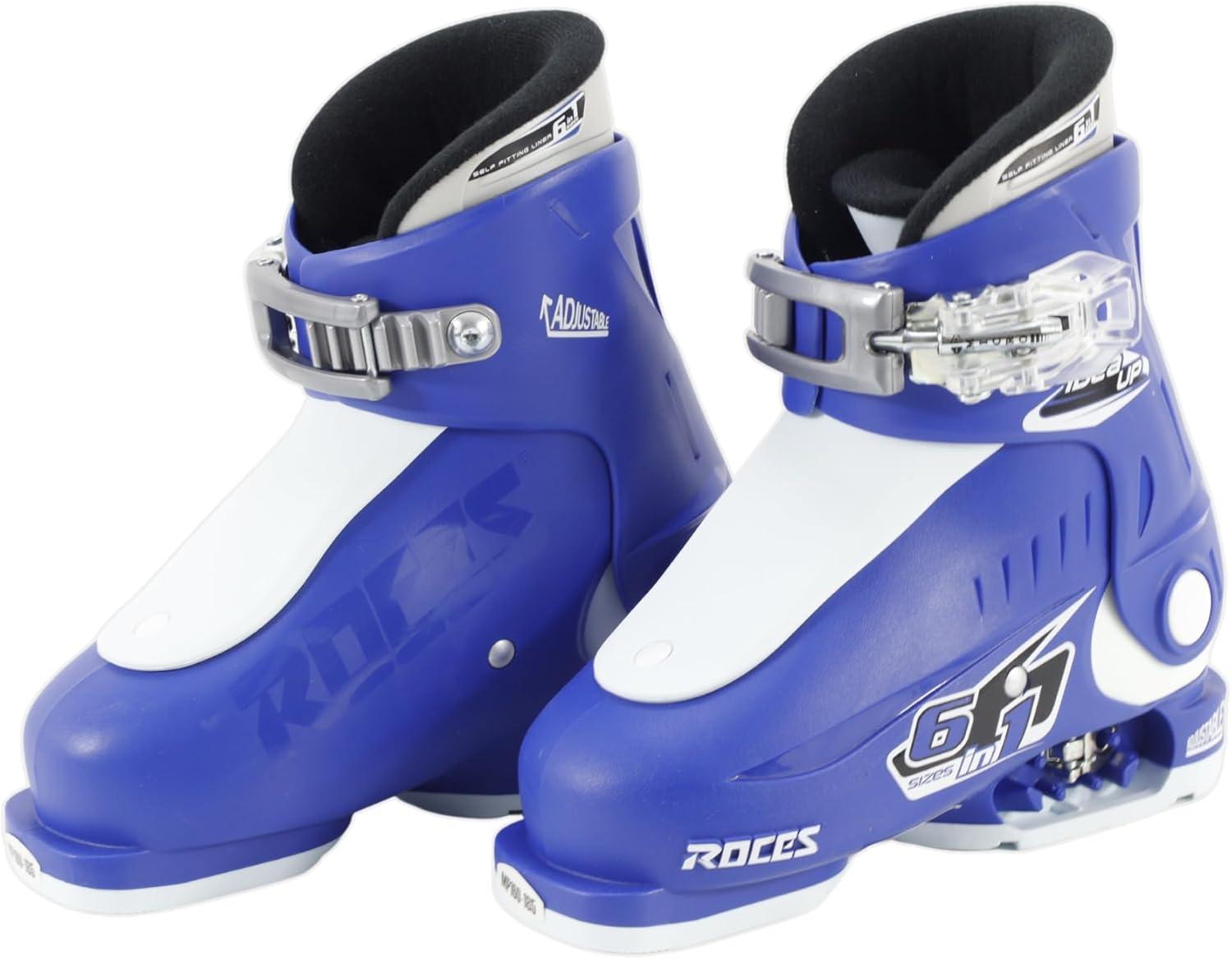 imageRoces IDEA UP Adjustable Ski Boots for Kids Youth ampamp Toddler Ski Boots with Single Buckle Expandable Downhill Ski Boots for Growing Feet Girls ampamp Boys SizesBlueWhite