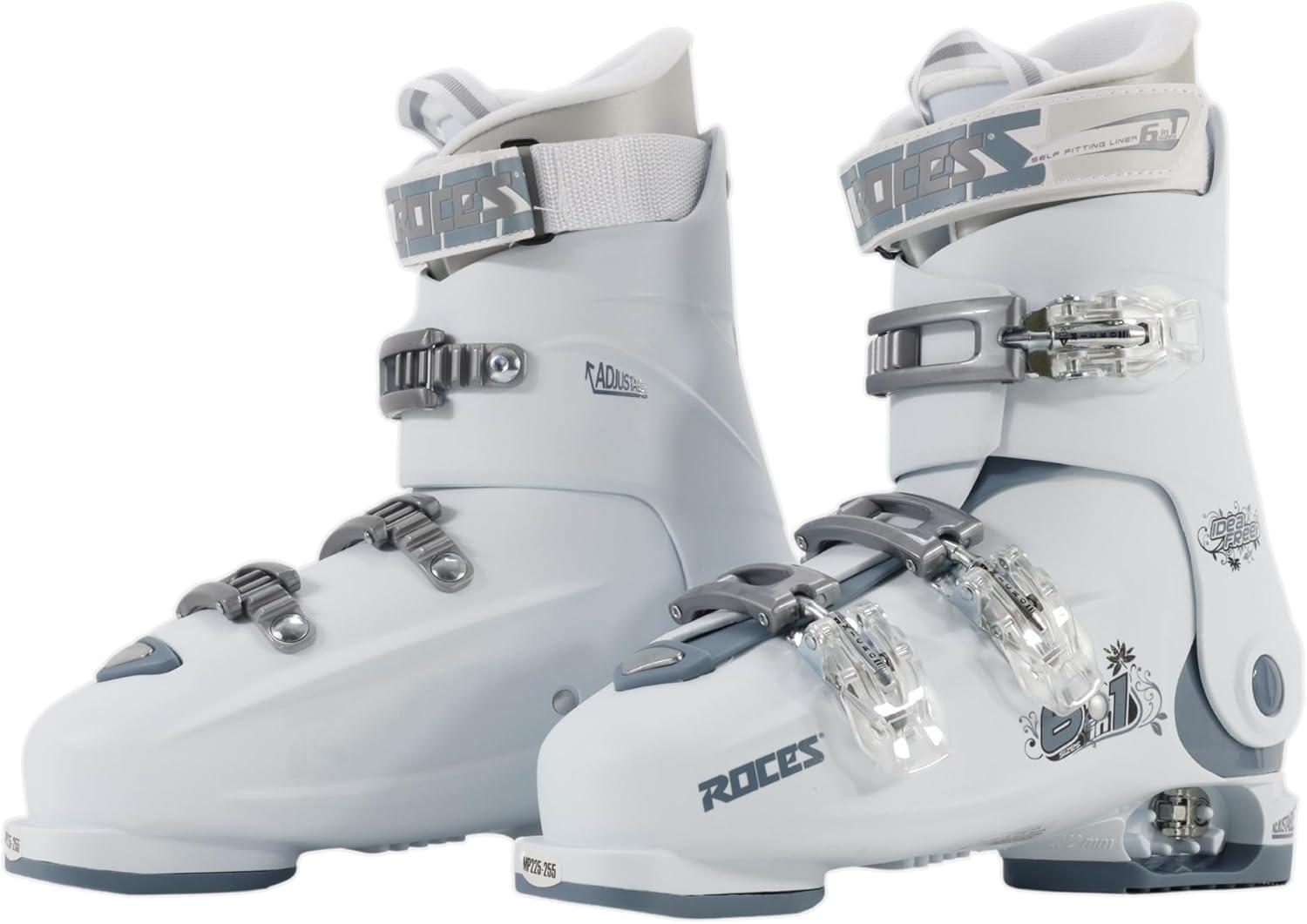 imageRoces IDEA UP Adjustable Ski Boots for Kids Youth ampamp Toddler Ski Boots with Single Buckle Expandable Downhill Ski Boots for Growing Feet Girls ampamp Boys SizesWhiteTeal