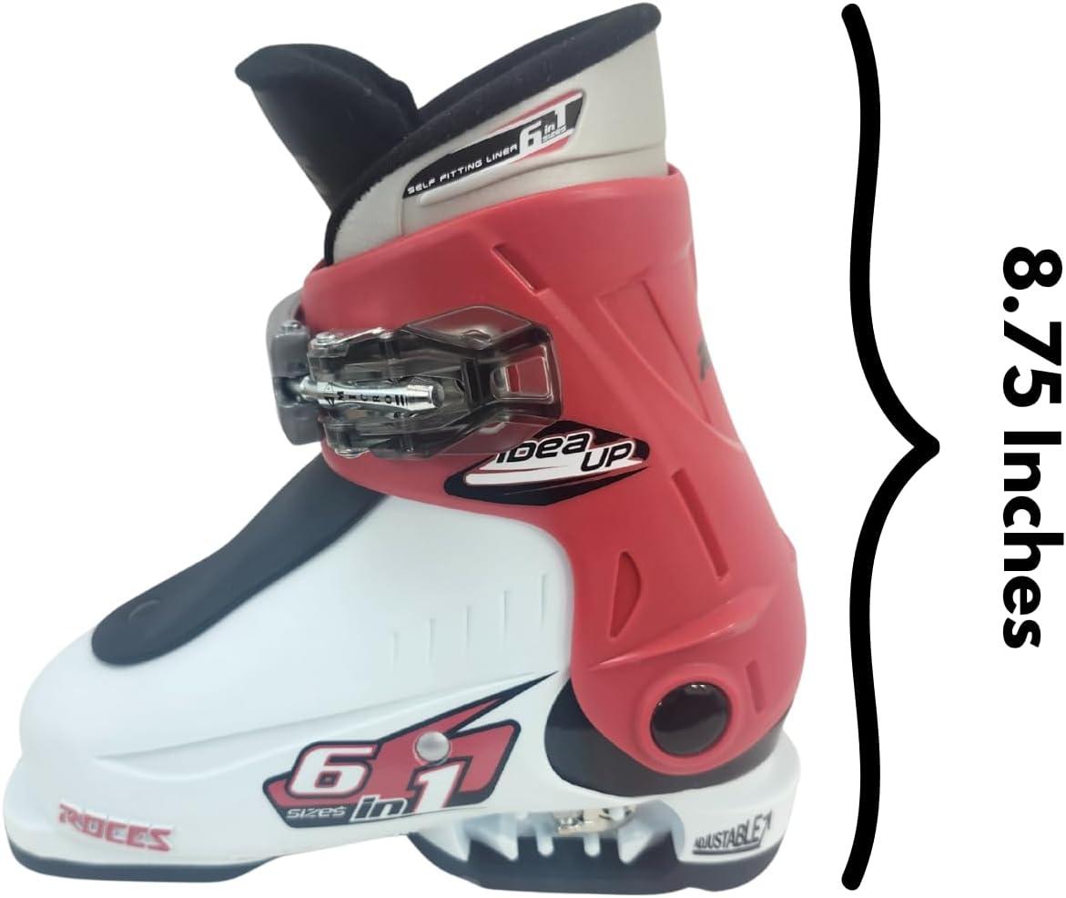 imageRoces IDEA UP Adjustable Ski Boots for Kids Youth ampamp Toddler Ski Boots with Single Buckle Expandable Downhill Ski Boots for Growing Feet Girls ampamp Boys SizesWhiteRedBlack