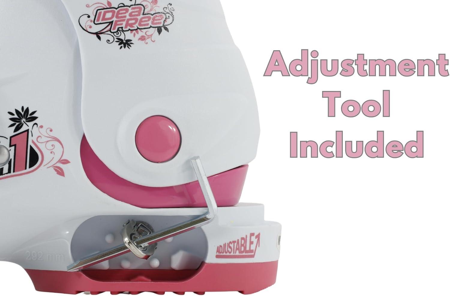 imageRoces IDEA UP Adjustable Ski Boots for Kids Youth ampamp Toddler Ski Boots with Single Buckle Expandable Downhill Ski Boots for Growing Feet Girls ampamp Boys SizesWhiteDeep Pink