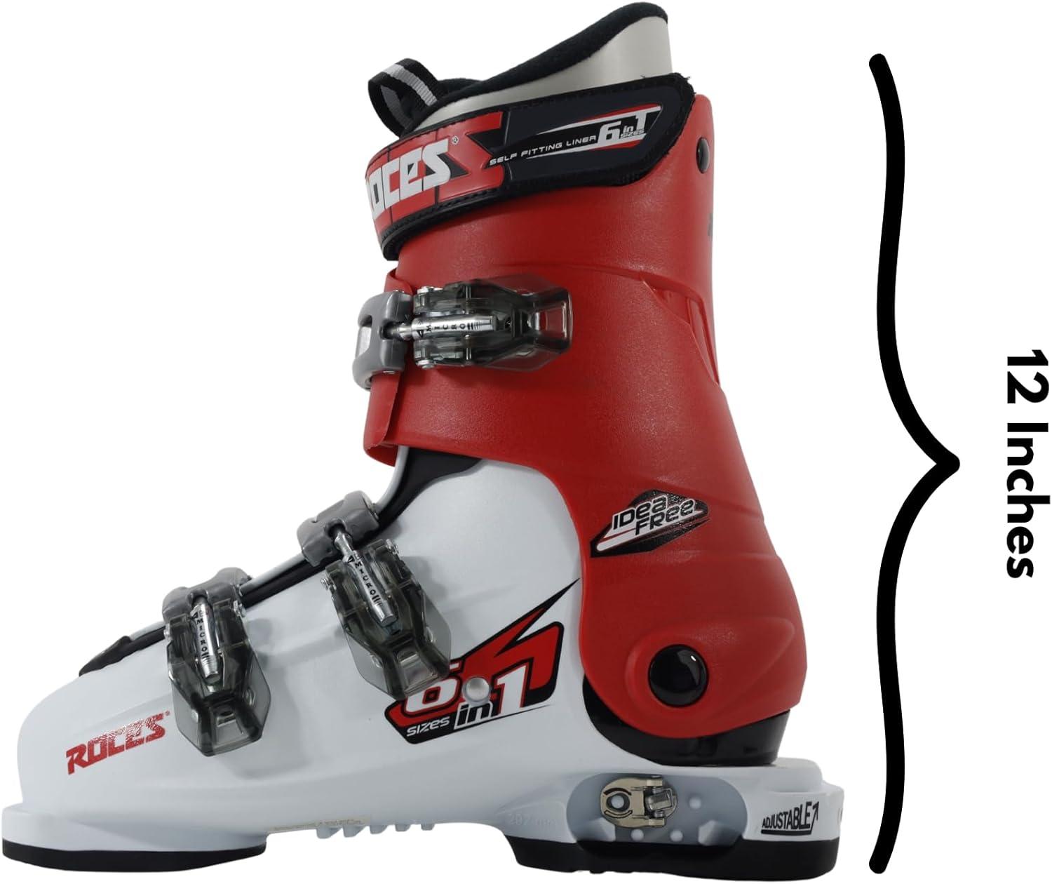 imageRoces IDEA UP Adjustable Ski Boots for Kids Youth ampamp Toddler Ski Boots with Single Buckle Expandable Downhill Ski Boots for Growing Feet Girls ampamp Boys SizesWhiteRedBlack
