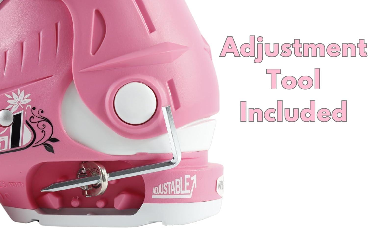 imageRoces IDEA UP Adjustable Ski Boots for Kids Youth ampamp Toddler Ski Boots with Single Buckle Expandable Downhill Ski Boots for Growing Feet Girls ampamp Boys SizesDeep PinkWhite