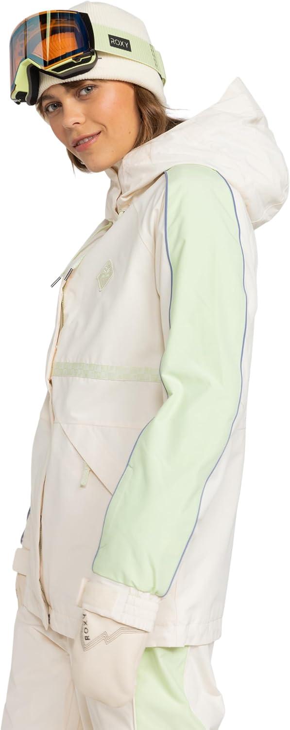 imageRoxy Womens High Ridge Hoodie Snowboard Jacket 10k Waterproof Insulated Ski JacketCream