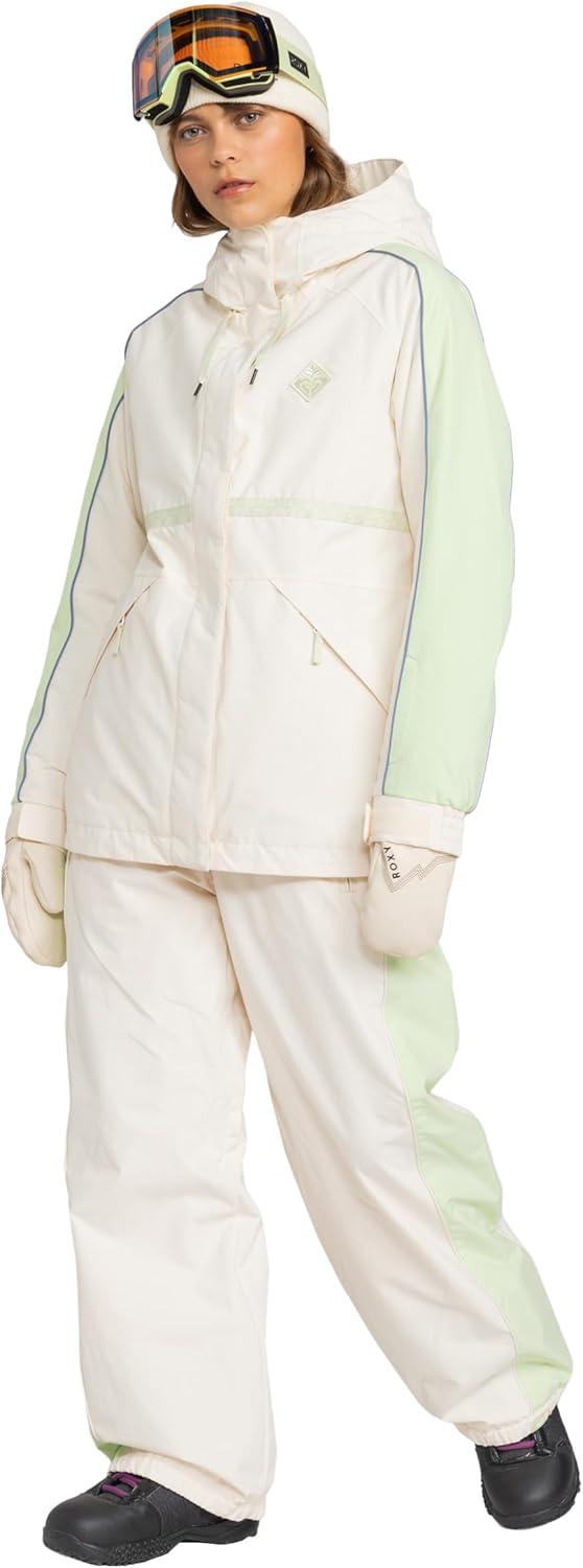 imageRoxy Womens High Ridge Hoodie Snowboard Jacket 10k Waterproof Insulated Ski JacketCream