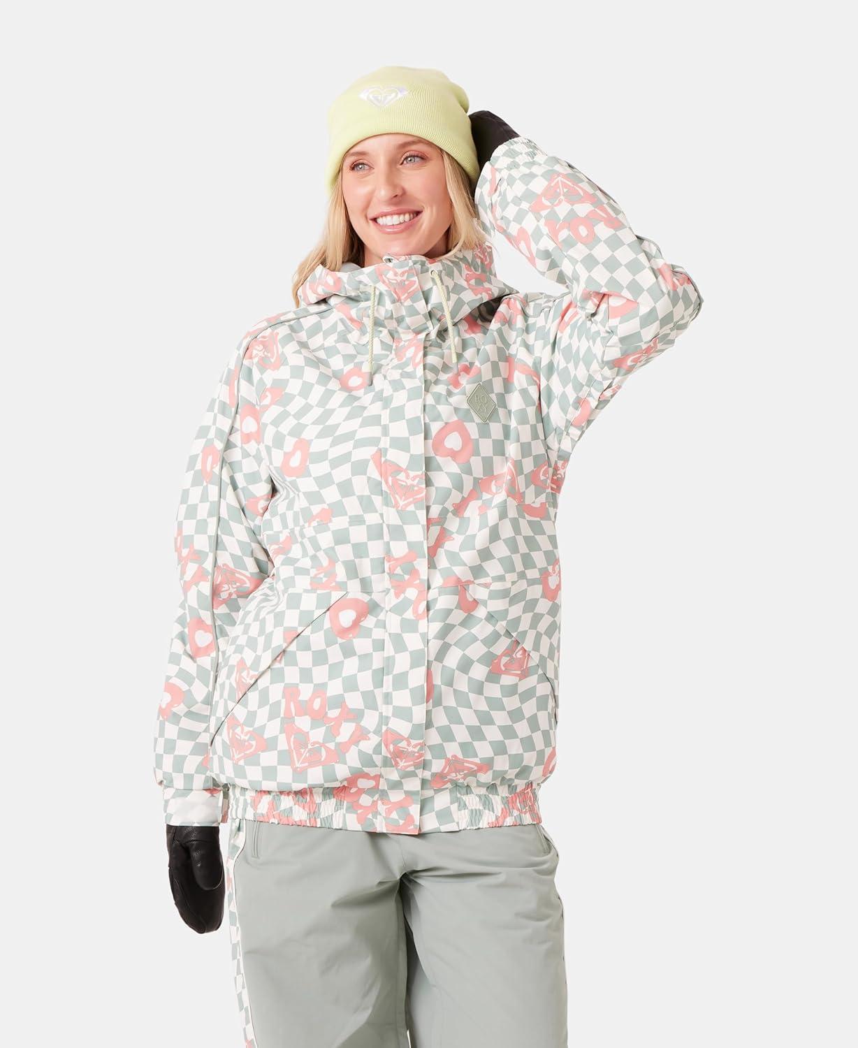 imageRoxy Womens High Ridge Hoodie Snowboard Jacket 10k Waterproof Insulated Ski JacketHeart